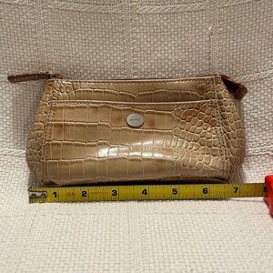 NINE WEST Brown Crocodile Embossed Cosmetic Bag